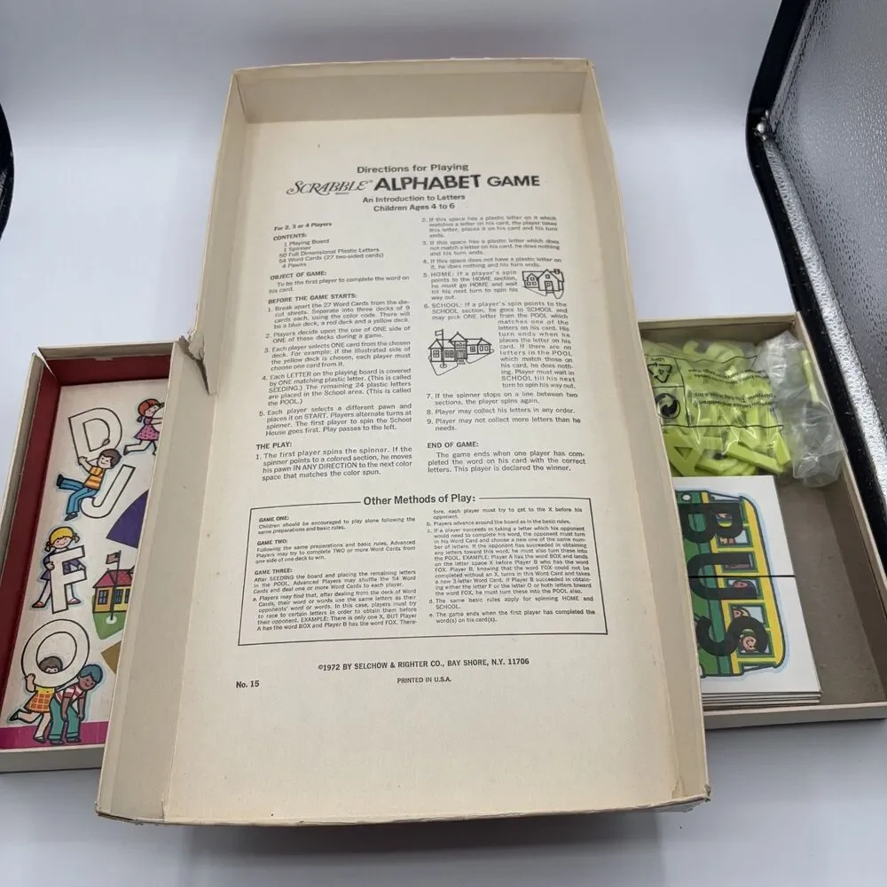 Vintage 1972 Scrabble Alphabet Game - COMPLETE